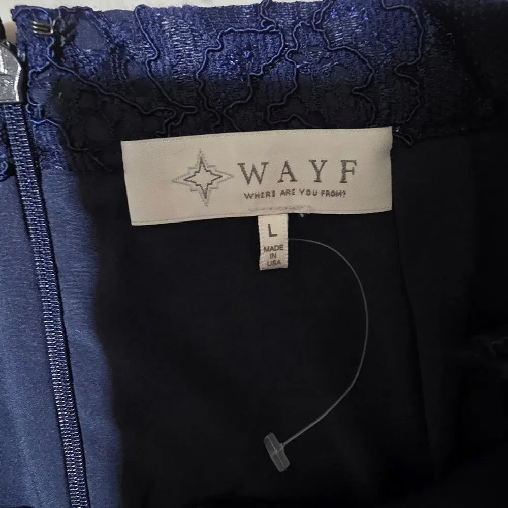 Wayf Midnight Blue Lace Midi Skirt Size Large